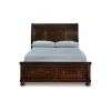 Mor Furniture Storage Beds|Beds|Porter Sleigh Bed W/ Storage In Rustic Brown, Queen