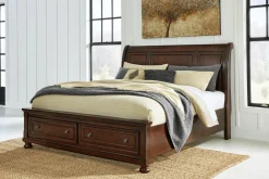 Mor Furniture Storage Beds|Beds|Porter Sleigh Bed W/ Storage In Rustic Brown, Queen