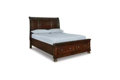 Mor Furniture Storage Beds|Beds|Porter Sleigh Bed W/ Storage In Rustic Brown, Queen
