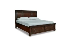 Mor Furniture Storage Beds|Beds|Porter Sleigh Bed W/ Storage In Rustic Brown, Queen