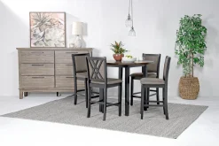 Mor Furniture Seating For 4|Round Dining Sets|Potomac Round Counter Height Dining Table & 4 Stools In Brown/Black