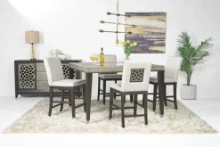 Mor Furniture Seating For 4|Counter Height Dining Sets|Proximity Counter Height Dining Table & 4 Stools In Gray Oak