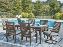 Mor Furniture Outdoor Dining Sets|Rainier Outdoor Dining Table & 6 Chairs In Brown/Beige