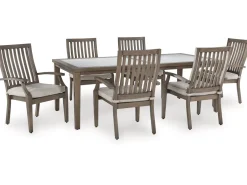 Mor Furniture Outdoor Dining Sets|Rainier Outdoor Dining Table & 6 Chairs In Brown/Beige