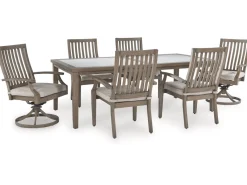 Mor Furniture Outdoor Dining Sets|Rainier Outdoor Dining Table & 6 Chairs In Brown/Beige