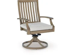 Mor Furniture Outdoor Dining Chairs|Rainier Outdoor Swivel Chair In Brown/Beige, Set Of 2