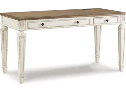 Mor Furniture Desks|Realyn Office Desk W/ Usb Charging In White/Brown