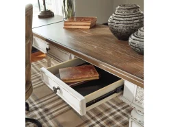 Mor Furniture Desks|Realyn Office Desk W/ Usb Charging In White/Brown