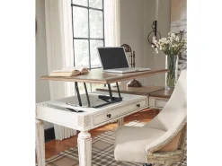 Mor Furniture Desks|Realyn Office Desk W/ Usb Charging In White/Brown