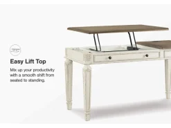 Mor Furniture Desks|Realyn Office Desk W/ Usb Charging In White/Brown