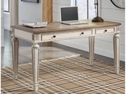Mor Furniture Desks|Realyn Office Desk W/ Usb Charging In White/Brown