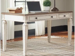Mor Furniture Desks|Realyn Office Desk W/ Usb Charging In White/Brown