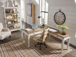 Mor Furniture Desks|Realyn Office Desk W/ Usb Charging In White/Brown