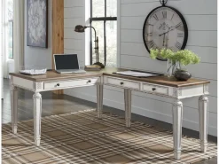 Mor Furniture Desks|Realyn Office Desk W/ Usb Charging In White/Brown