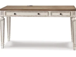 Mor Furniture Desks|Realyn Office Desk W/ Usb Charging In White/Brown