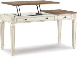 Mor Furniture Desks|Realyn Office Desk W/ Usb Charging In White/Brown