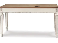 Mor Furniture Desks|Realyn Office Desk W/ Usb Charging In White/Brown
