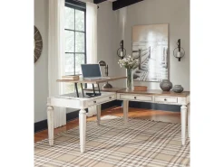 Mor Furniture Desks|Realyn Office Desk W/ Usb Charging In White/Brown