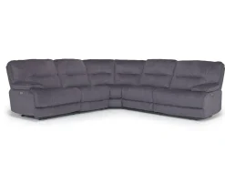 Mor Furniture Sectionals|Retreat 5 Piece Power Sectional W/ Power Armless Recliner In Cognac Leather