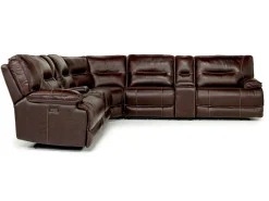 Mor Furniture Sectionals|Retreat 7 Piece Power Sectional In Cognac Leather