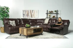 Mor Furniture Sectionals|Retreat 7 Piece Power Sectional In Cognac Leather