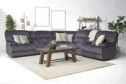 Mor Furniture Reclining Sectionals|Sectionals|Retreat 7 Piece Power Sectional W/ Power Armless Recliner In Charcoal
