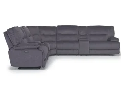 Mor Furniture Reclining Sectionals|Sectionals|Retreat 7 Piece Power Sectional W/ Power Armless Recliner In Charcoal