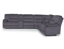 Mor Furniture Reclining Sectionals|Sectionals|Retreat 7 Piece Power Sectional W/ Power Armless Recliner In Charcoal
