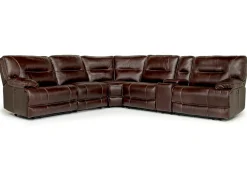 Mor Furniture Sectionals|Retreat 6 Piece Power Sectional In Cognac Leather