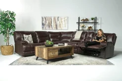 Mor Furniture Sectionals|Retreat 6 Piece Power Sectional W/ Power Armless Recliner In Cognac Leather