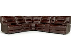 Mor Furniture Sectionals|Retreat 6 Piece Power Sectional W/ Power Armless Recliner In Cognac Leather