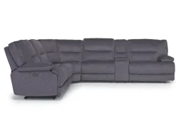 Mor Furniture Sectionals|Retreat 6 Piece Power Sectional W/ Power Armless Recliner In Cognac Leather