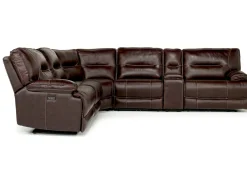 Mor Furniture Sectionals|Retreat 6 Piece Power Sectional W/ Power Armless Recliner In Cognac Leather