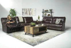 Mor Furniture Living Room Sets|Retreat Power Sofa & Loveseat In Cognac Leather