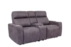 Mor Furniture Reclining Loveseats|Loveseats|Rhys 2 Power Console Loveseat In Gray