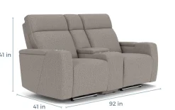 Mor Furniture Reclining Loveseats|Loveseats|Rhys 2 Power Console Loveseat In Gray