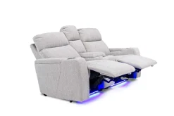 Mor Furniture Reclining Loveseats|Loveseats|Rhys 2 Power Console Loveseat In Gray