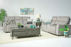 Mor Furniture Reclining Loveseats|Loveseats|Rhys 2 Power Console Loveseat In Gray