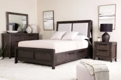 Mor Furniture Bedroom Sets|Riley Bookcase Bed, Dresser, Mirror & Nightstand In Carbonite, Ca King