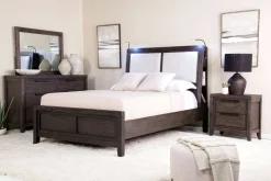 Mor Furniture Bedroom Sets|Riley Bookcase Bed, Dresser, Mirror & Nightstand In Carbonite, Ca King