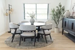 Mor Furniture Round Dining Sets|Dining Room Sets|Riley Round Dining Table & 5 Chairs In Carbonite