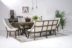 Mor Furniture Dining Benches|Roxy Dining Bench In Vintage Taupe, Upholstered