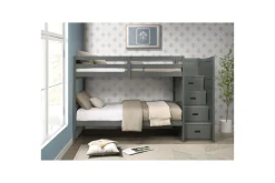 Mor Furniture Kids Beds & Bunk Beds|Sami Bunk Bed W/ Storage Steps In Espresso, Twin/Twin, Right Facing