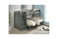 Mor Furniture Kids Beds & Bunk Beds|Sami Bunk Bed W/ Storage Steps In Espresso, Twin/Twin, Right Facing