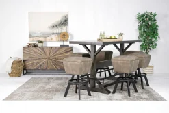Mor Furniture Seating For 6|Dining Room Sets|Sequoia Bar Height Dining Table & 6 Stools In Espresso