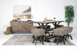 Mor Furniture Seating For 6|Counter Height Dining Sets|Sequoia Counter Height Dining Table, 4 Stools & Bench In Espresso