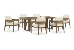 Mor Furniture Outdoor Dining Sets|Serene Bay Outdoor Dining Table & 6 Arm Chairs In Dark Brown