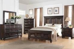 Mor Furniture Bedroom Sets|Sevilla Panel Bed, Dresser, Mirror & Nightstand In Walnut, Queen