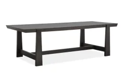 Mor Furniture Dining Room Sets|Shelby Trestle Dining Table, 4 Wood Back Chairs & 2 Upholstered Chairs In Coffee Bean