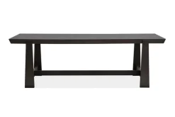 Mor Furniture Seating For 6|Dining Room Sets|Shelby Trestle Dining Table, 4 Wood Back Chairs & Bench In Coffee Bean